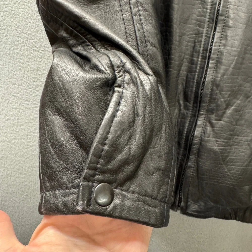 Valerie Stevens Bomber Jacket Womens Large Lamb Leather Black Outerwear Vintage